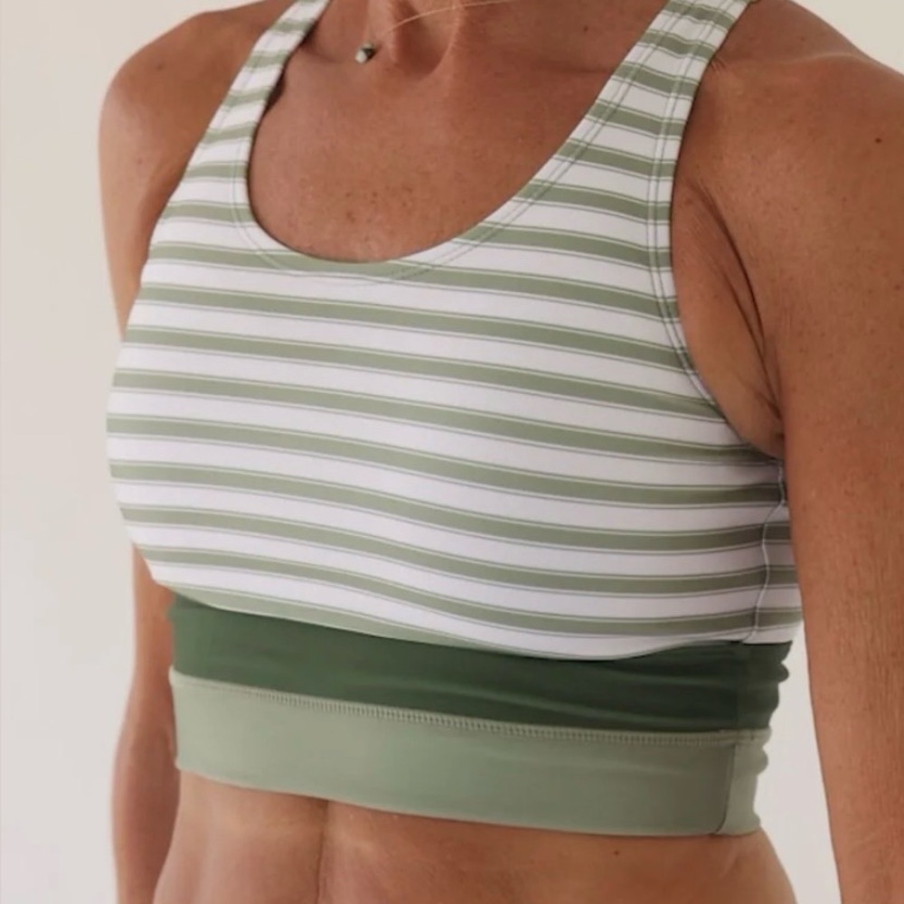 Nani Swimwear Mariner Cut Back Crop Swim Top Size XXL Green White